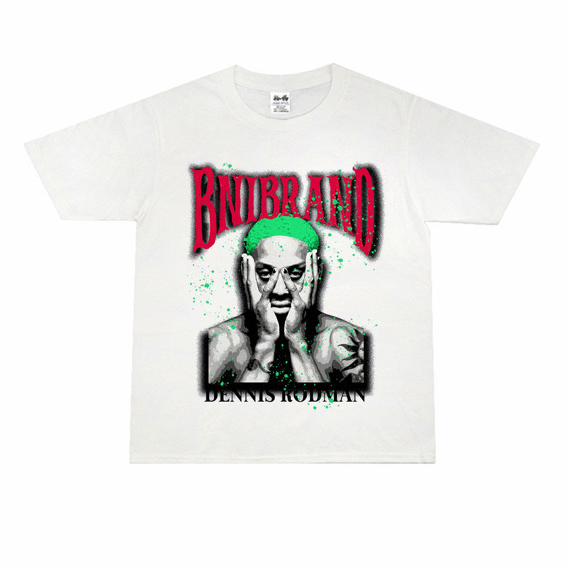 Vintage Basketball Player Print Cotton T-Shirt Colouronova