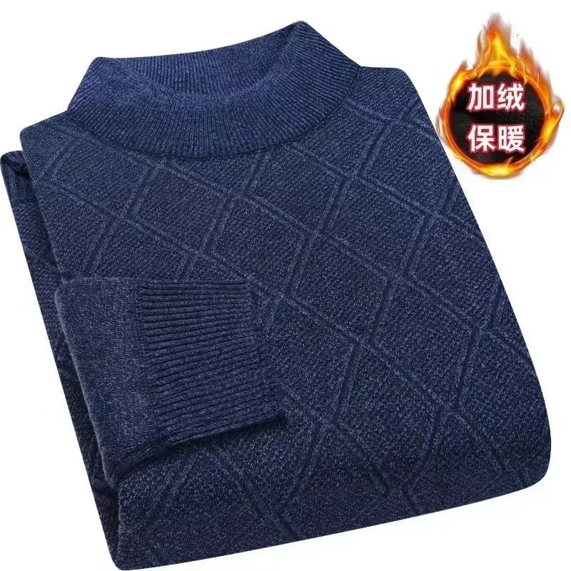 New Men's Autumn Winter Warm Sweater Solid Pullovers Male Thick Jumpers Knitwear Round Neck Casual Clothing Knitted Sweater Men - Colouronova