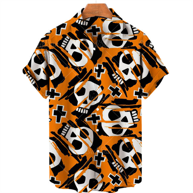 Print Skull Hawaiian Shirt Colouronova