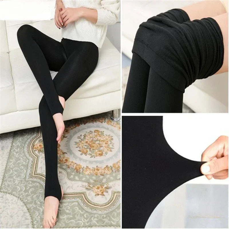 Women Leggings Warm Thermal Underwear Bottoms Thin Velvet Autumn Female Stockings High Waist Seamless Soft Legging Pants Winter - Colouronova