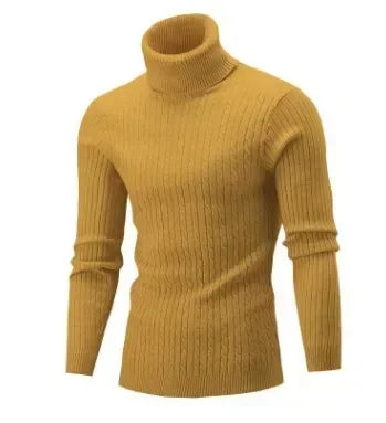 2025 Men's Warm Knitted Sweater Turtleneck Sold  Knitting Pullovers Tops Knitted Sweater Male Jumper All Match Casual Sweater - Colouronova