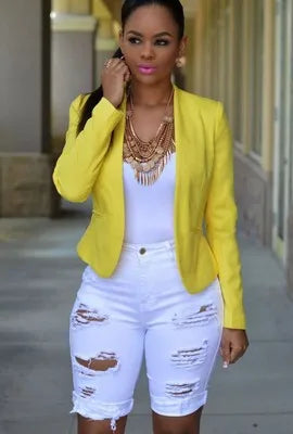 Denim Shorts Women Hole Straight Jeans Ripped Vintage Distressed Washed Pockets High Waist Streetwear 2025 Summer Short Pants - Colouronova