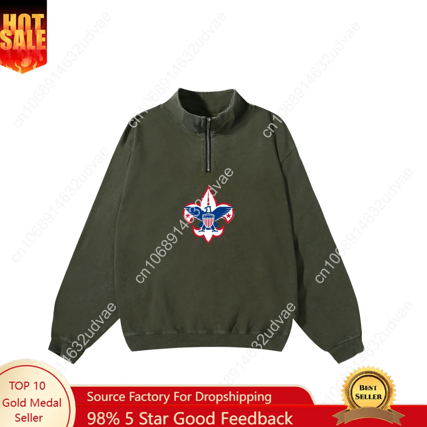 Scouts of America Retro Sweatshirt Man Woman Teenager Vintage Pullover Half Zipper Sweat Shirt Photo Custom Long Sleeved Tshirt - Colouronova