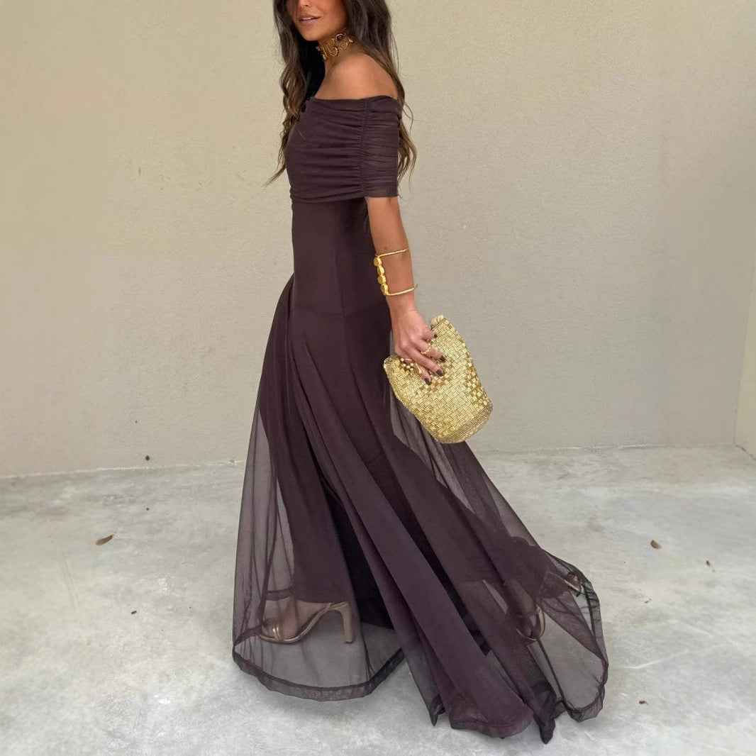 Elegant Mesh Patchwork Slim-Fit Dress