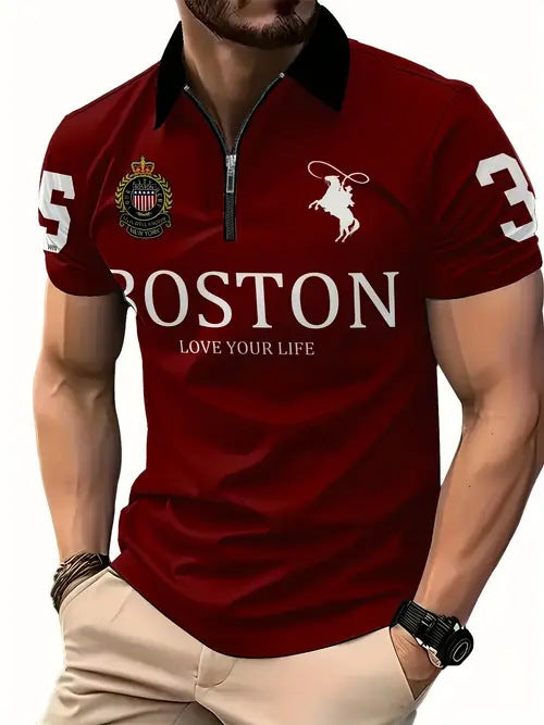 Men's casual, versatile, lightweight and fashionable zipper POLO shirt Colouronova
