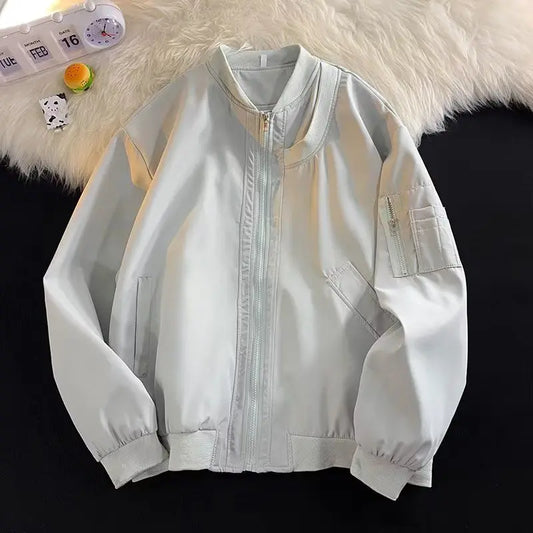 Autumn Men's Lightweight Windproof Bomber Jacket Outdoor Spring Windbreaker Zipper Unisex Jacket Handsome Loose Baseball Jacket - Colouronova