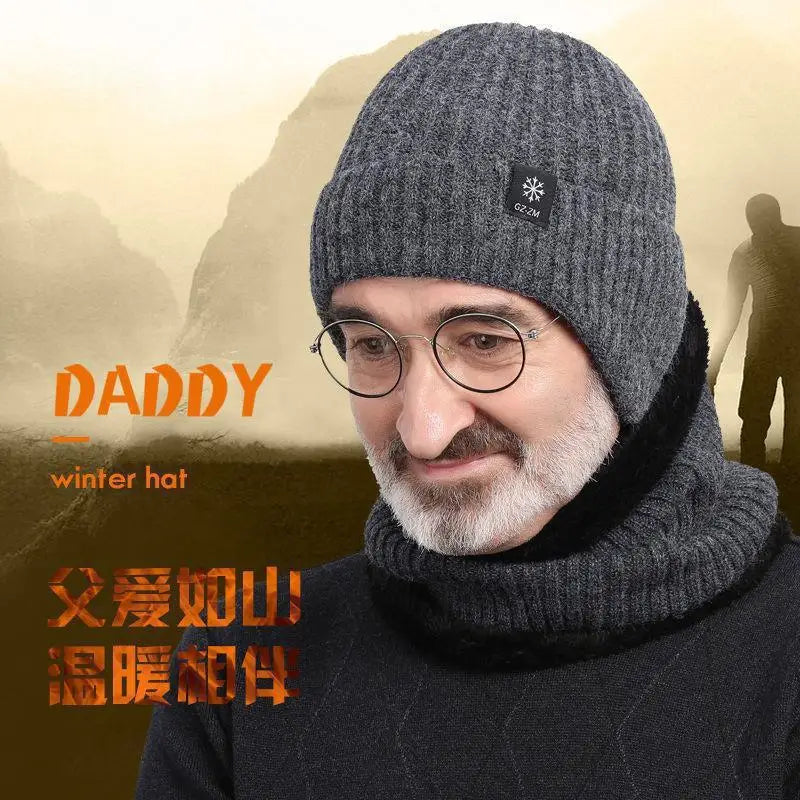 Winter hats for middle-aged and elderly men, providing warmth and protecting the ears. Men's winter wool hats. Thick winter knit - Colouronova