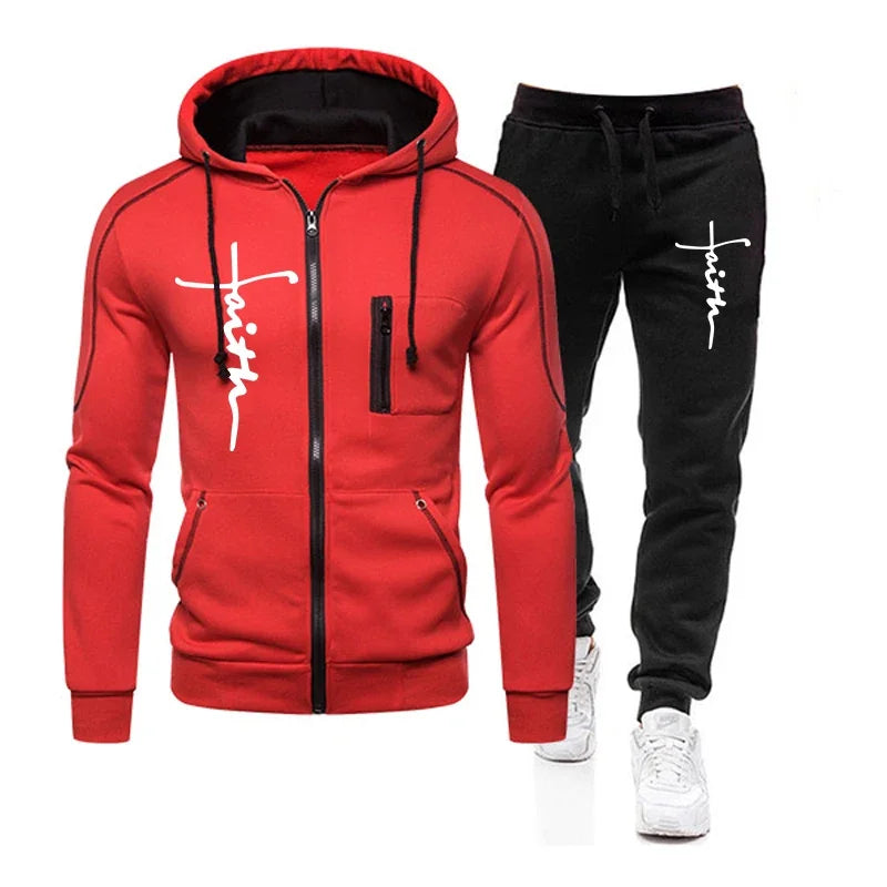 Daily Men's Tracksuit Jogging Hoodie Men Single Piece Sports Zipper Jacket Sweatshirts and Sports Pants Clothing Casual Outdoors - Colouronova