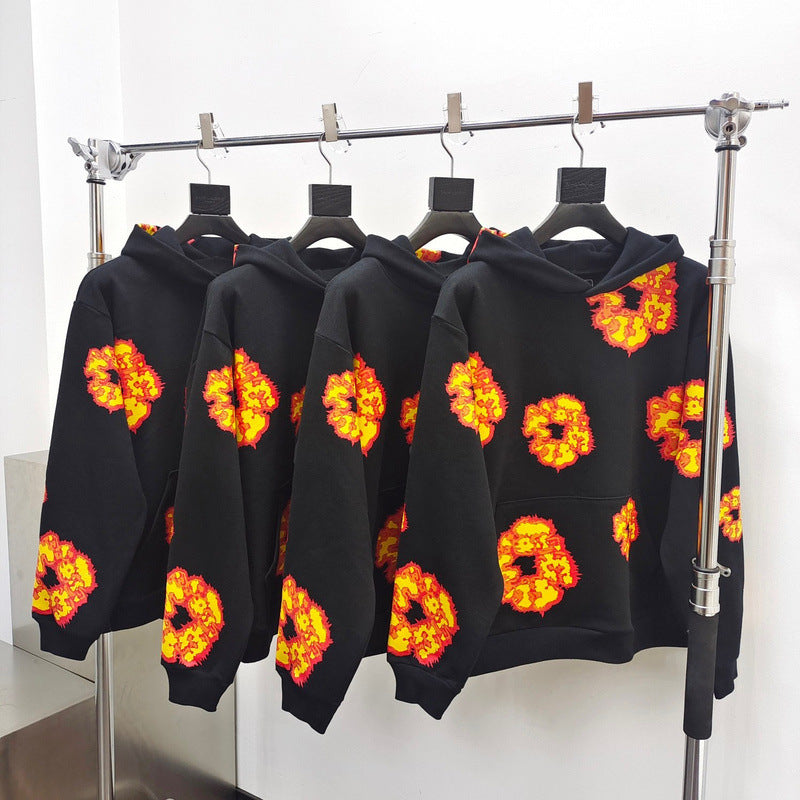 Heavyweight Fleece-Lined Hooded Sweatshirt with Unique Print Colouronova
