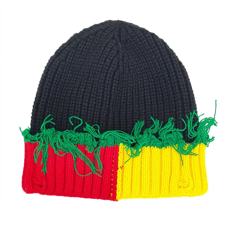 Y2K Knitted Beanie Hats Winter Warm Wool Caps With Holes Hip Hop Streetwear Accessories New Color Matching - Colouronova
