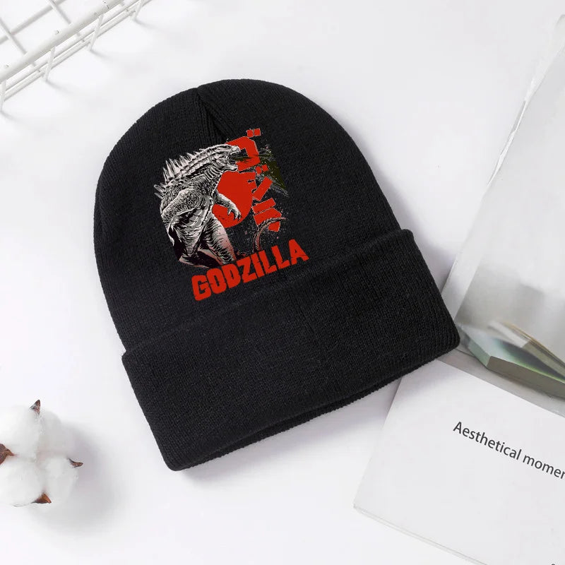 Godzilla Knitted Hat Winter Spring Cool Men Boys Kid Cap Anime Printed Brimless Bonnets Warm Comfortable Beanies Baby Party Gift - Colouronova