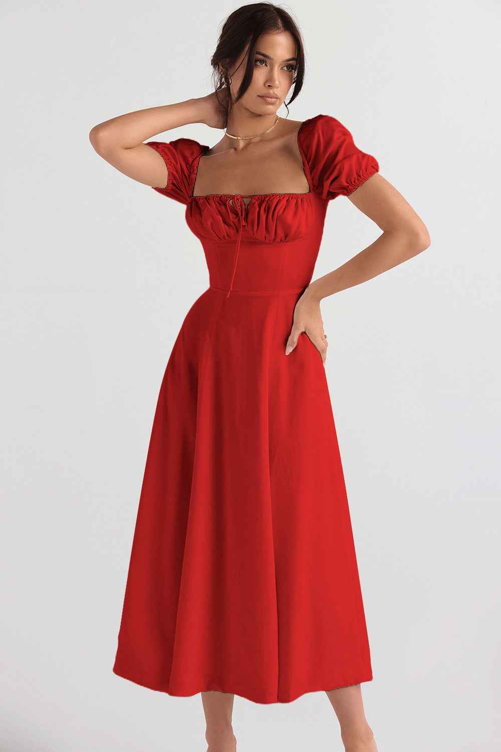 Elegant Sling Midi Dress with Floral Patterns