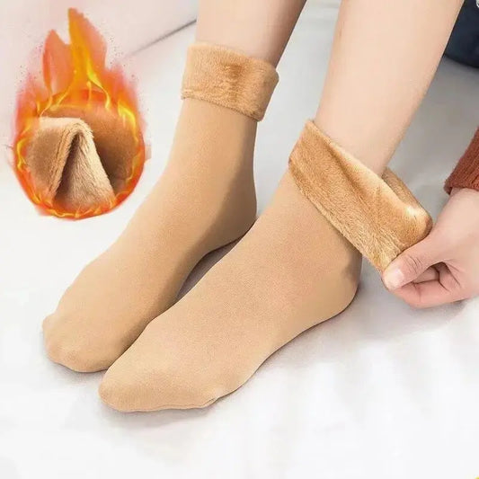 Winter Fleece Socks Women Thermal Cashmere Wool Warm Thicken Socks Snow Velvet Boots Solid Color Home Floor Calcetines Mujer