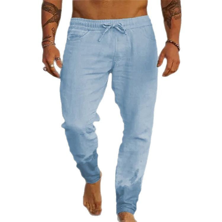 Men's Solid Color Drawstring Casual Pants Colouronova