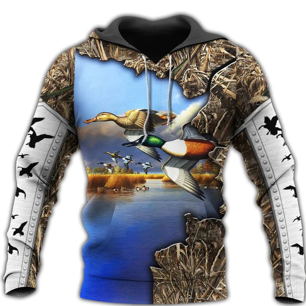 Beautiful Duck Hunting 3D All Over Printed Unisex Deluxe Hoodie Sweatshirt Zip Pullover Casual Tracksuit sudadera hombreYK13 Colouronova