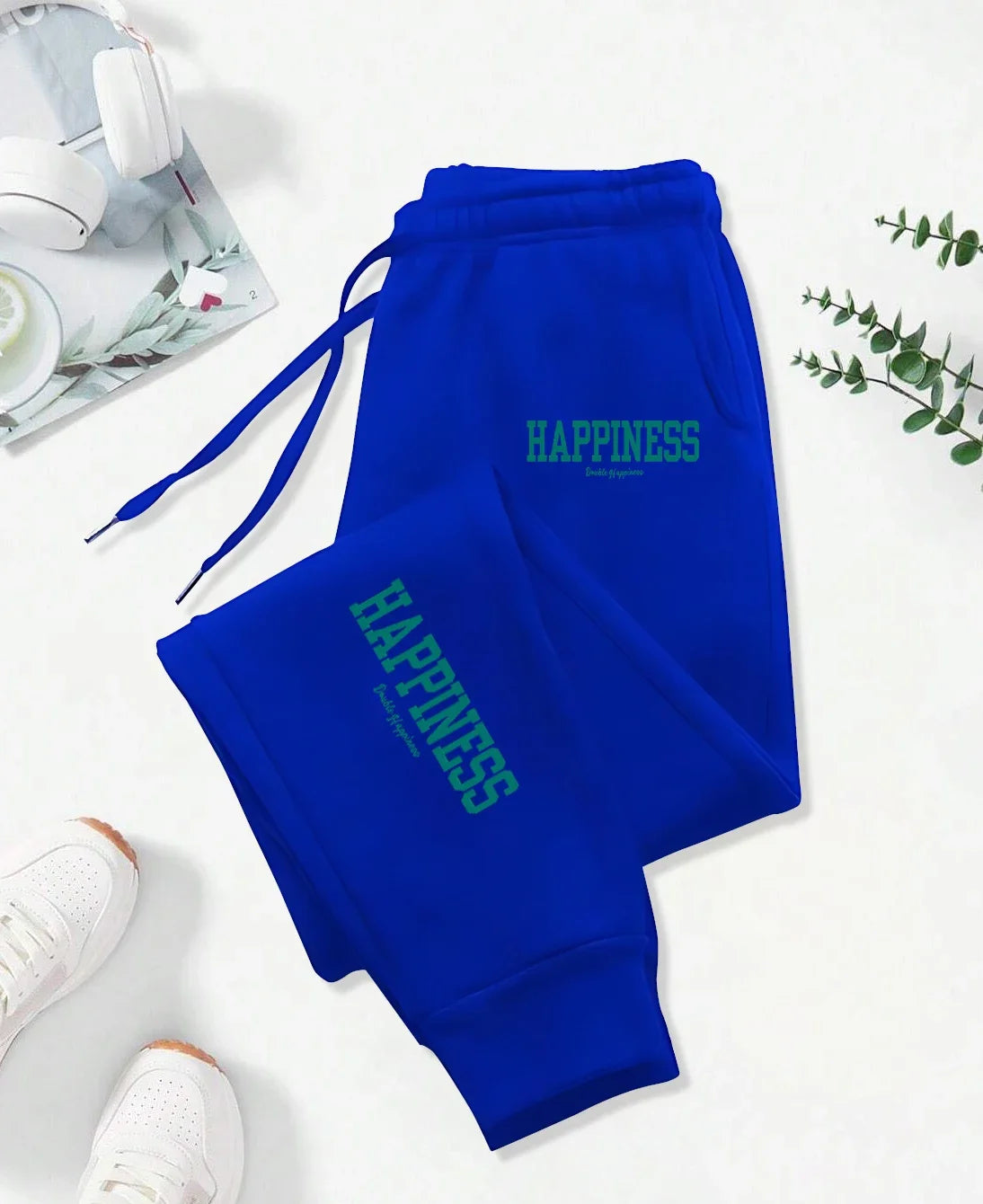 Happiness Letter Graphic Print Pattern Pants Woman Autumn Fashion Joggers Comfortable Warm Pants Unisex Fashion Jogging Pant - Colouronova