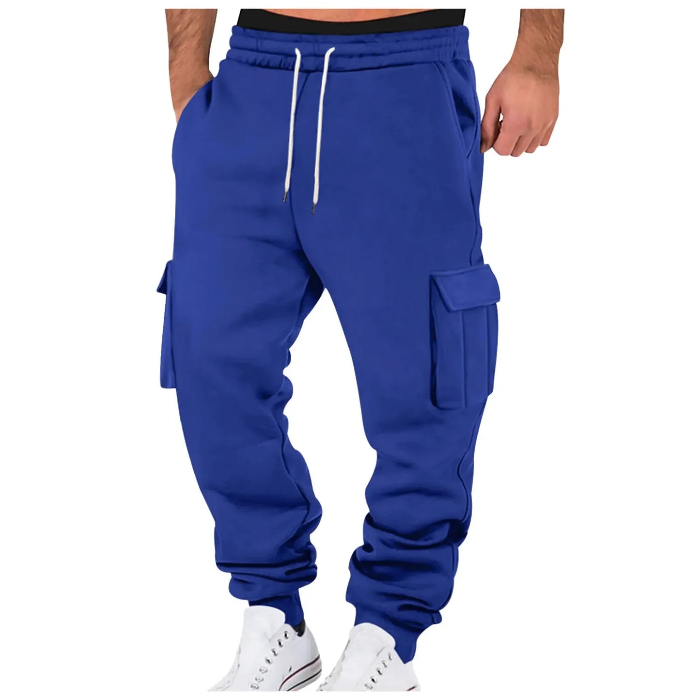 Autumn and Winter New Slim Fit Casual Pants Mens Slim Fit Cargo Pants Long Outdoor Thermal Warm Gym Joggers Cotton Sweatpants - Colouronova