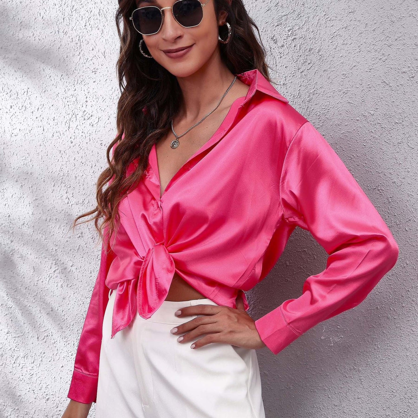 Satin Long-Sleeve Shirt Colouronova