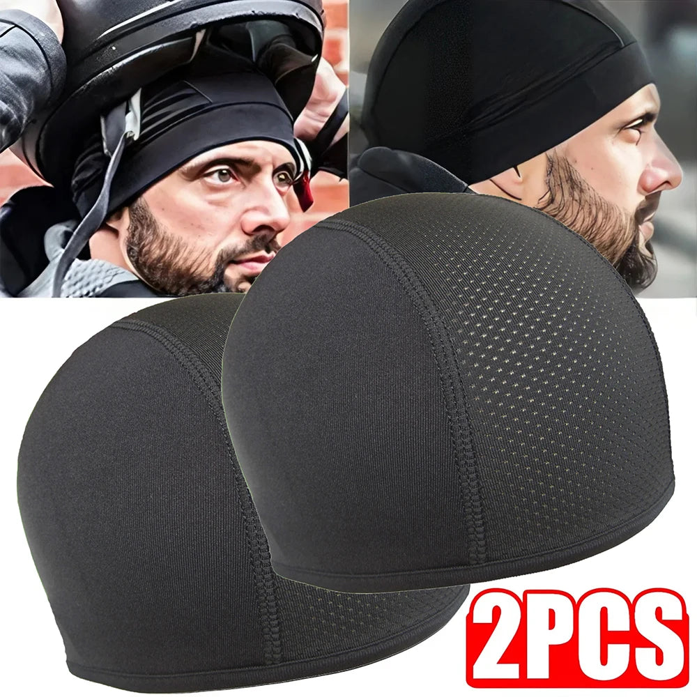 2pcs Motorcycle Helmet Inner Cap Hat Quick Dry Breathable Hat Racing Cap Under Helmet Beanie Cap Motocross Motor Helmet Hat - Colouronova