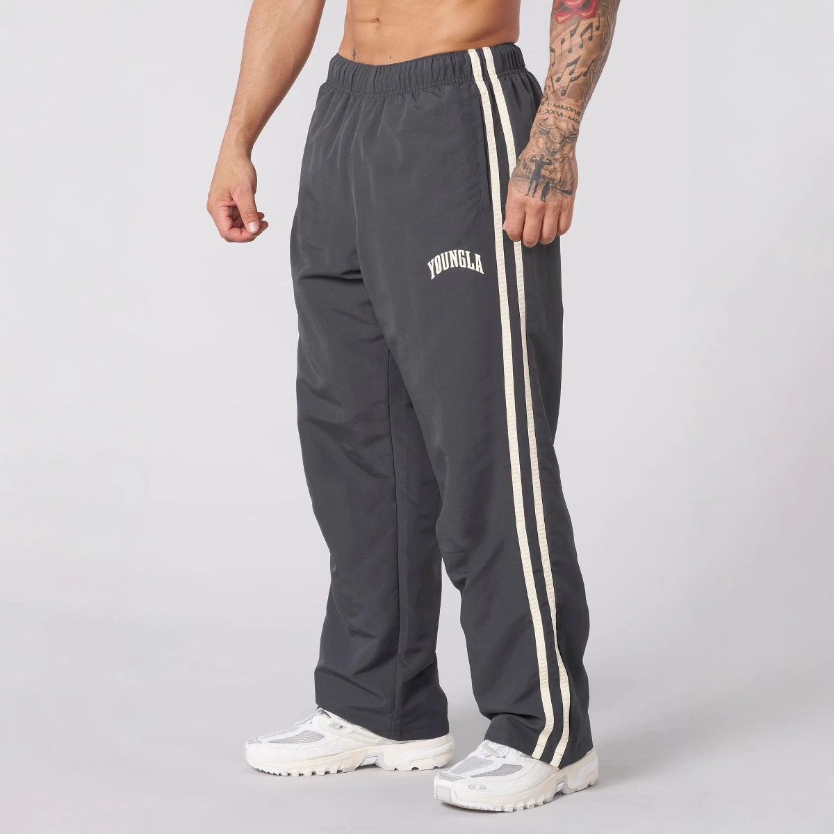 Double-strip stitched printed casual pants Colouronova