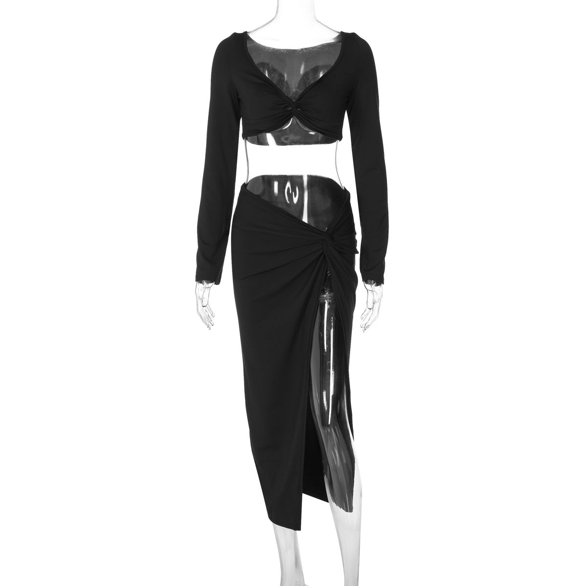 Long-Sleeved V Neck Suit Colouronova