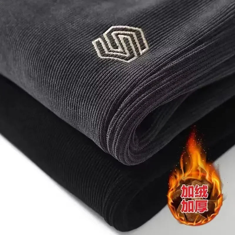 Brand Quality Men's Winter Warm Corduroy Pants Thick Fleece Casual Pants for Men Cargo Baggy Joggers Trousers Solid Sweatpants - Colouronova