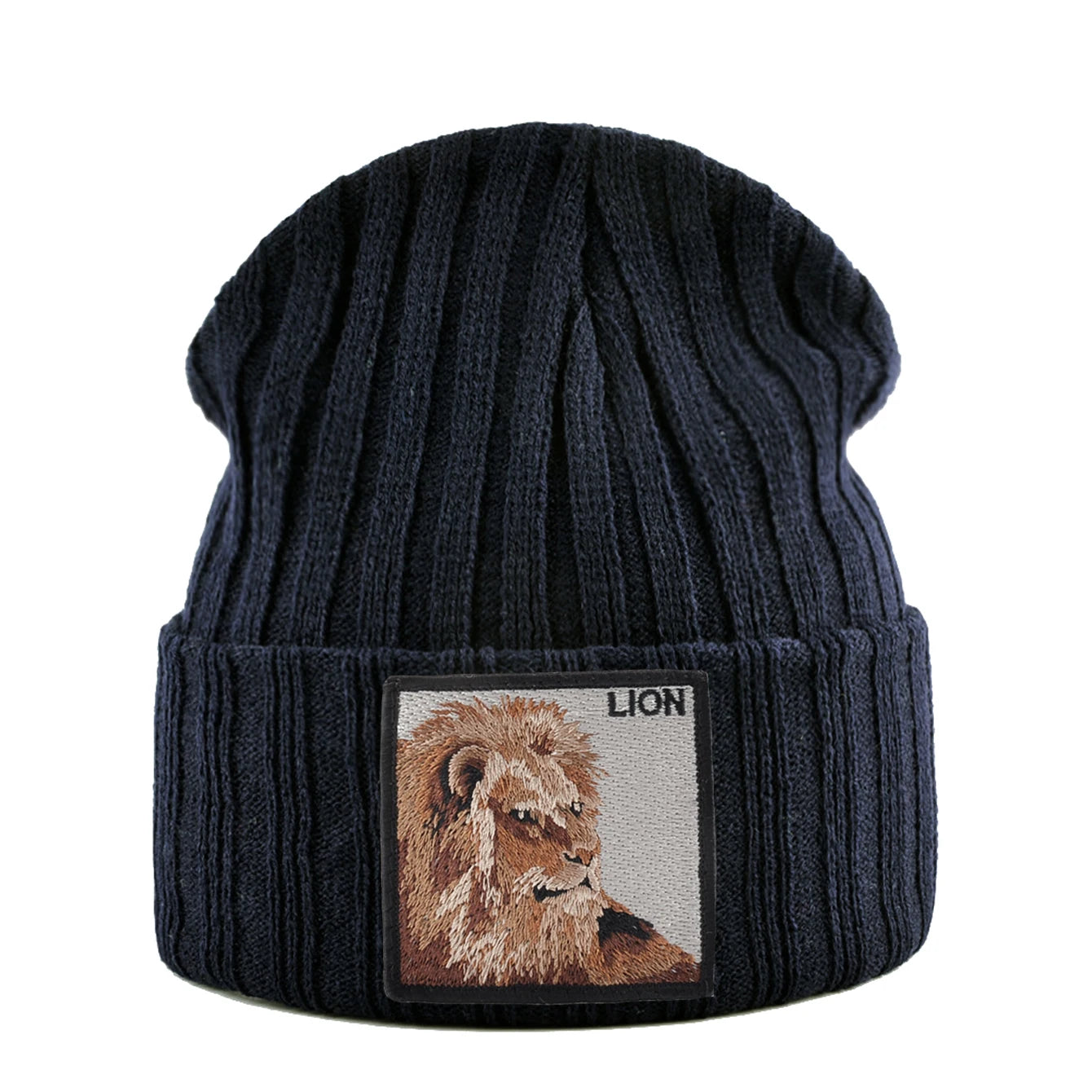 Unisex Black Beanie Hat With Animals Embroidery Patch Knitted Skull Cap For Men Women For Autumn Winter Streetwear Bonnet Hats - Colouronova