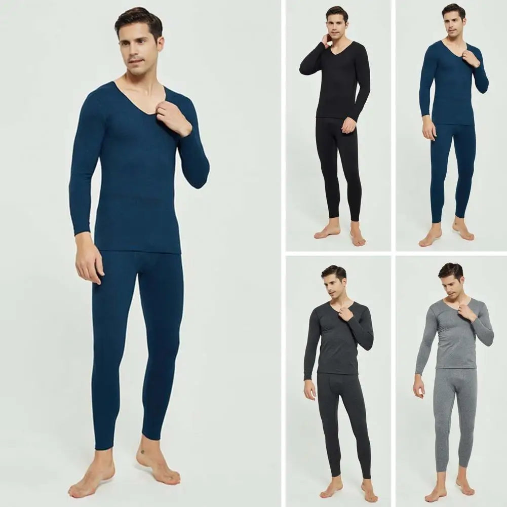 2 Pcs Winter Thermal Underwear Long Men's Keep Warm Tops Pants Set Thick Clothes Comfortable Thermo Underwear Pajamas Sets 2024 - Colouronova