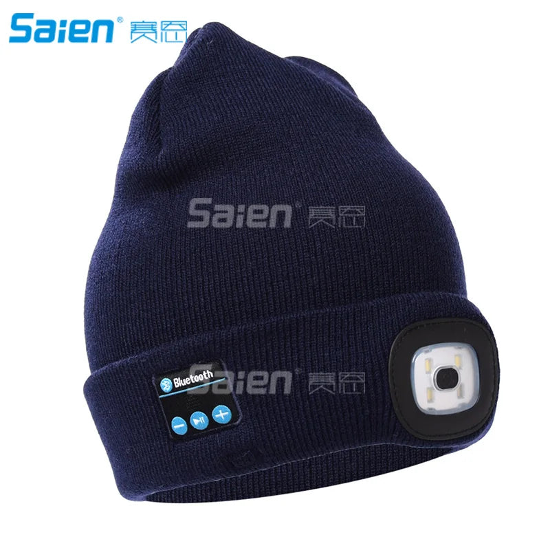 LED Beanie Hat, Built-in Stereo Speakers & Mic, USB Rechargeable LED Lighted Knit Cap, Unisex Christmas Gifts for Men, Women - Colouronova