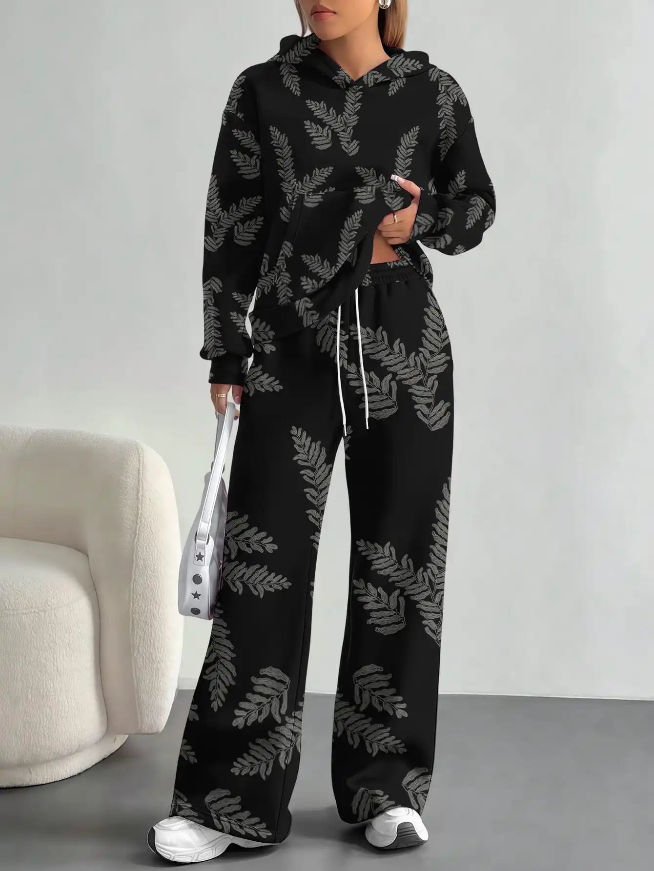 Splicing foreign trade 2025 floral pattern new hot style autumn and winter new fashion casual European and American suits for - Colouronova