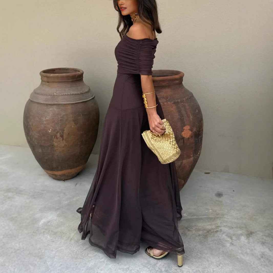 Elegant Mesh Patchwork Slim-Fit Dress