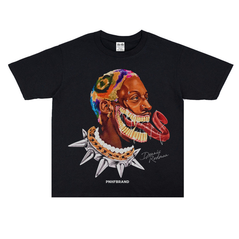 Vintage Basketball Player Print Cotton T-Shirt Colouronova