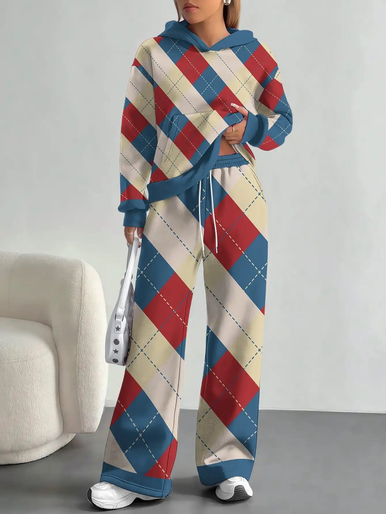 Foreign trade flame splicing printing new hot style 2025 new pink gradient fashion casual European and American women's suit - Colouronova