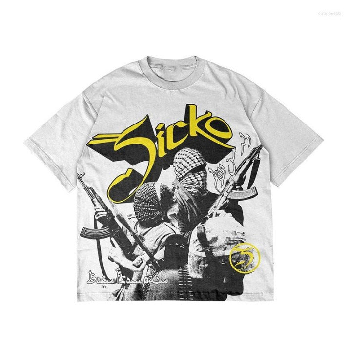 Y2K Hip Hop Graphic Cotton T-Shirt Colouronova