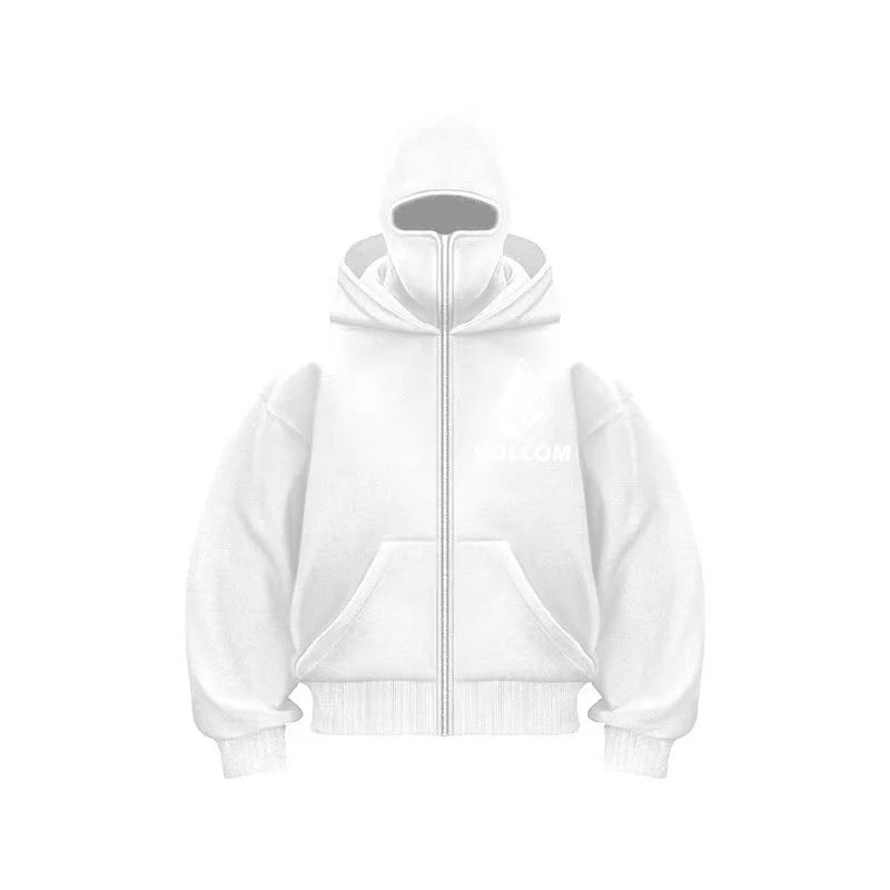 Men's ninja hat casual sportswear for autumn/winter, couple breathable sportswear, men's double hat windproof jacket with face m - Colouronova