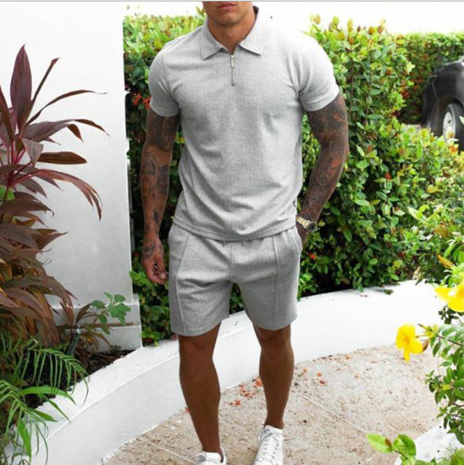 Short-sleeved lapel shorts Colouronova