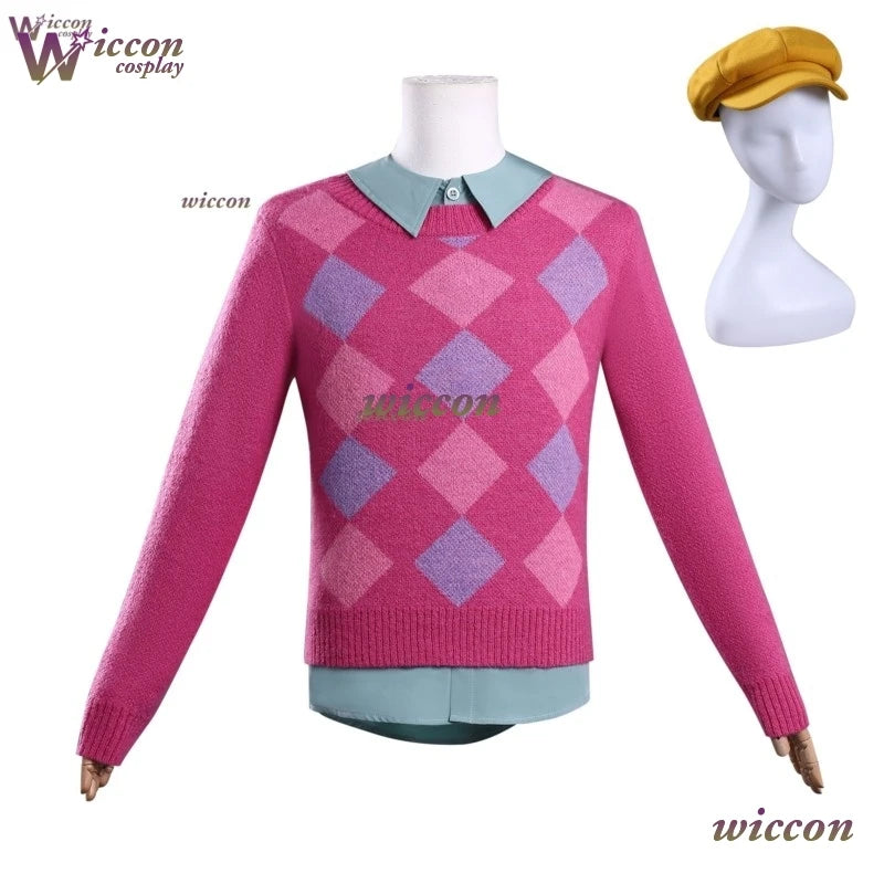 Kpop Demon Hunters Baby Saja Boys Cosplay Costume Wig Hat Set Pink Sweater Full Outfit Baby Wig Hat Men Halloween Xmas Roleplay - Colouronova