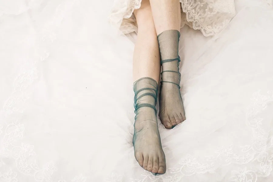 Sexy Lace Mesh Fishnet Socks Mixed Fiber Transparent Stretch Elasticity Ankle Net Yarn Thin Women Cool Socks 1pair=2pcs SLU07 - Colouronova