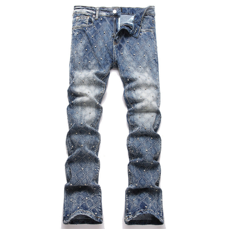 Plaid beaded jeans Colouronova