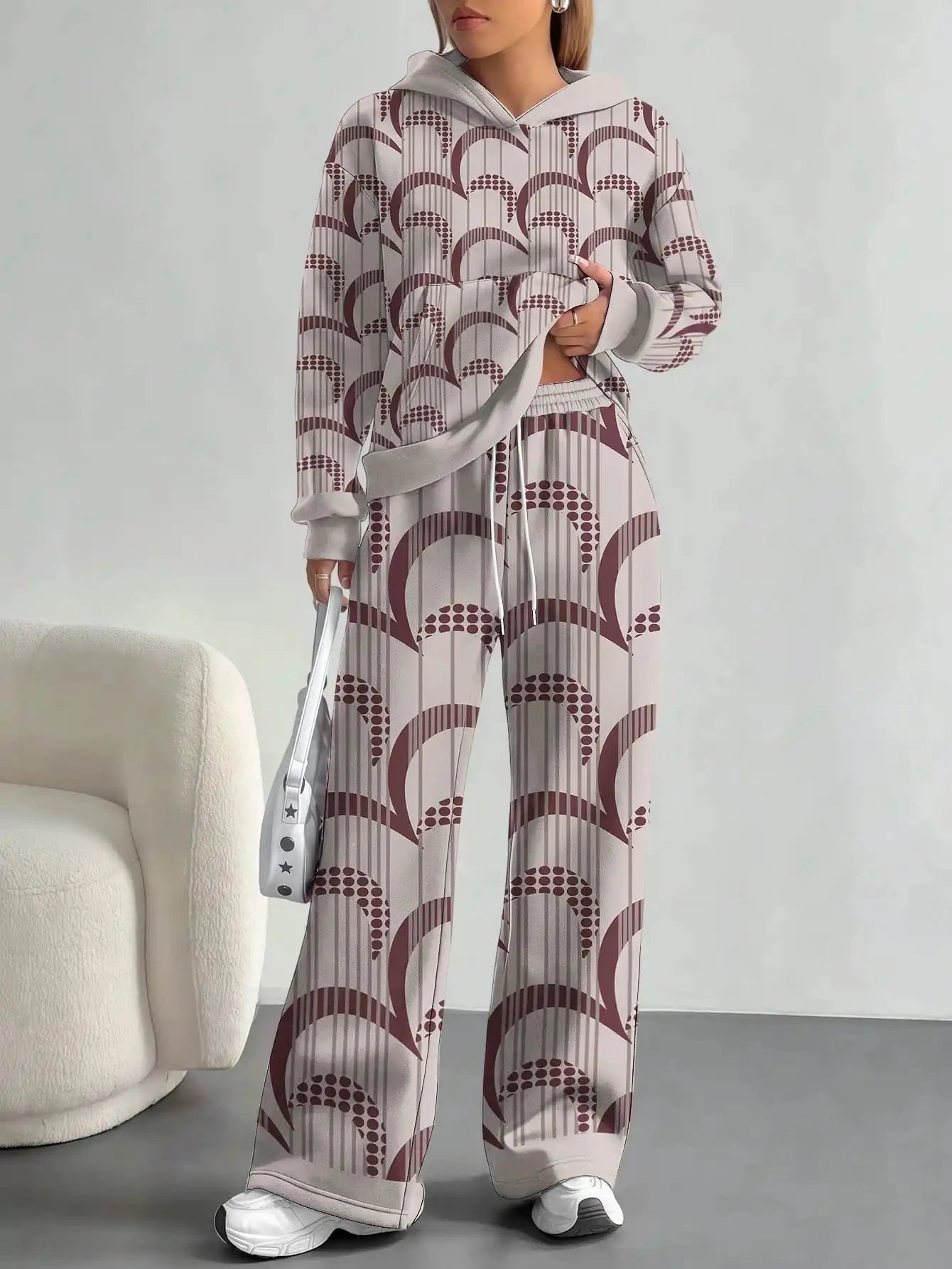 Foreign trade flame splicing printing new hot style 2025 new pink gradient fashion casual European and American women's suit Colouronova