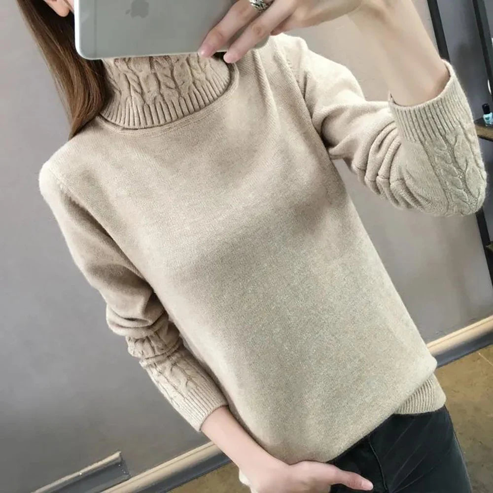 Autumn New Wild Turtleneck Women Sweater Women's Bottoming Shirt Twist Pullover Thickening Slim Slimming Knit Sweaters Pullovers - Colouronova