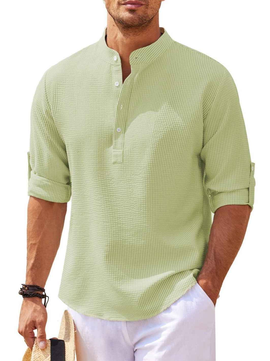 Men's long-sleeved shirt with stand-up collar Colouronova
