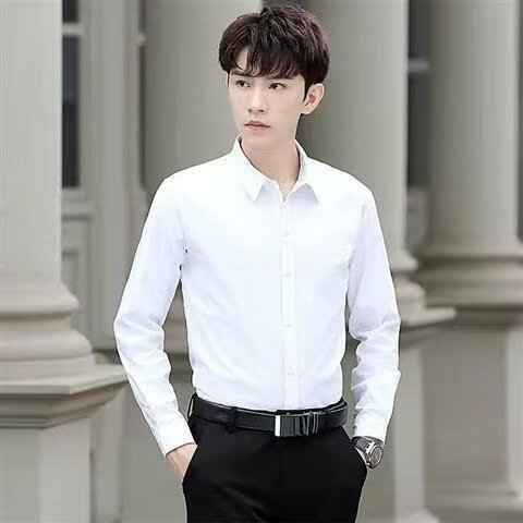 Solid-color long-sleeved shirt