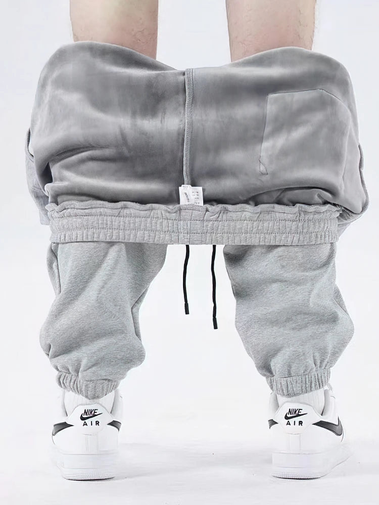 Fall Winter Fleece Thick Sweatpants Men Casual Gray Black Warm Jogger Pants Spring Baggy Wide leg Sport Thermal  Trousers - Colouronova