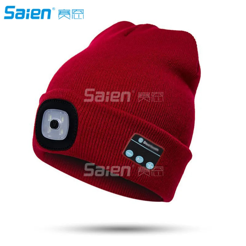 LED Beanie Hat, Built-in Stereo Speakers & Mic, USB Rechargeable LED Lighted Knit Cap, Unisex Christmas Gifts for Men, Women - Colouronova