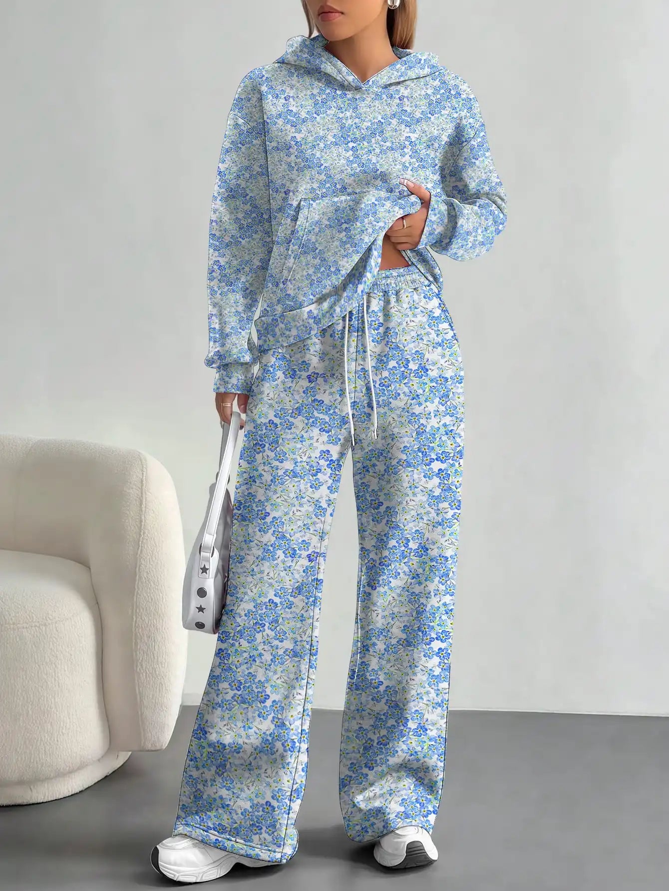 Splicing foreign trade 2025 floral pattern new hot style autumn and winter new fashion casual European and American suits for - Colouronova