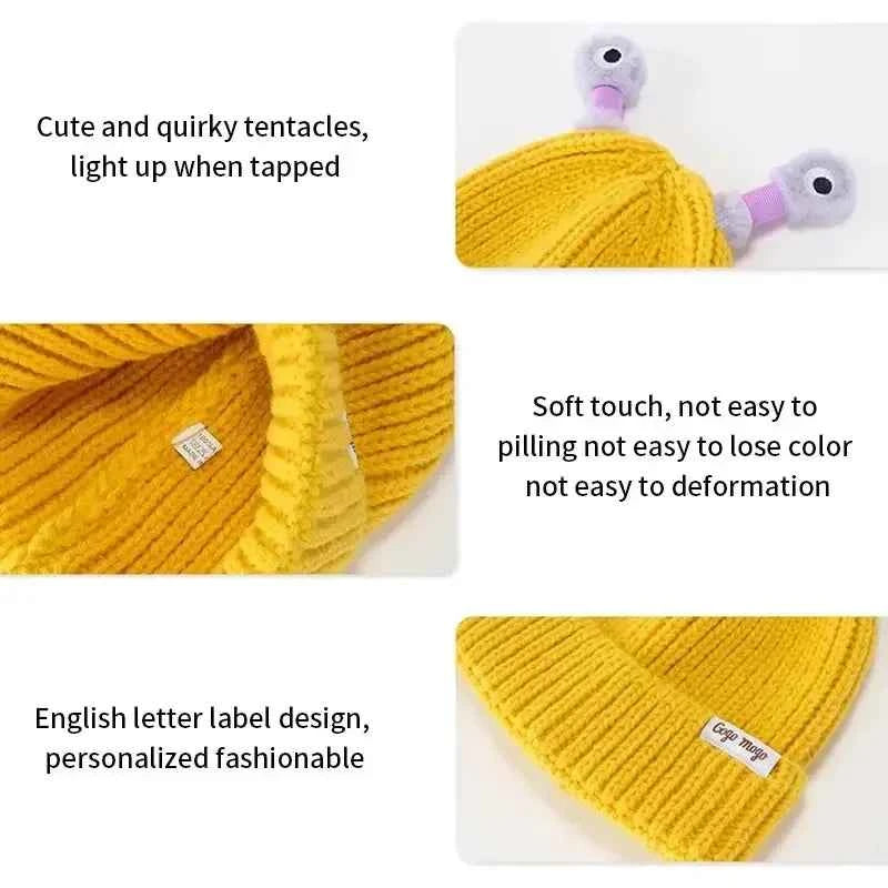 Parent Child Cute Glowing Little Knit Hat Funny Cold Weather Warm Weather Gear for Men Winter Hats for Women with Ear Christmas
