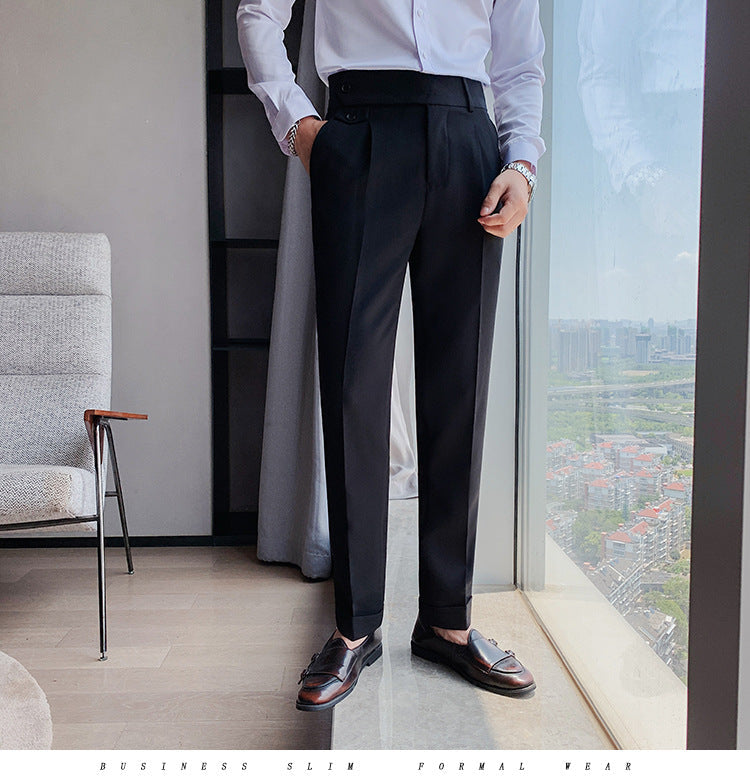 Mens Straight Fit Cropped Trousers Colouronova