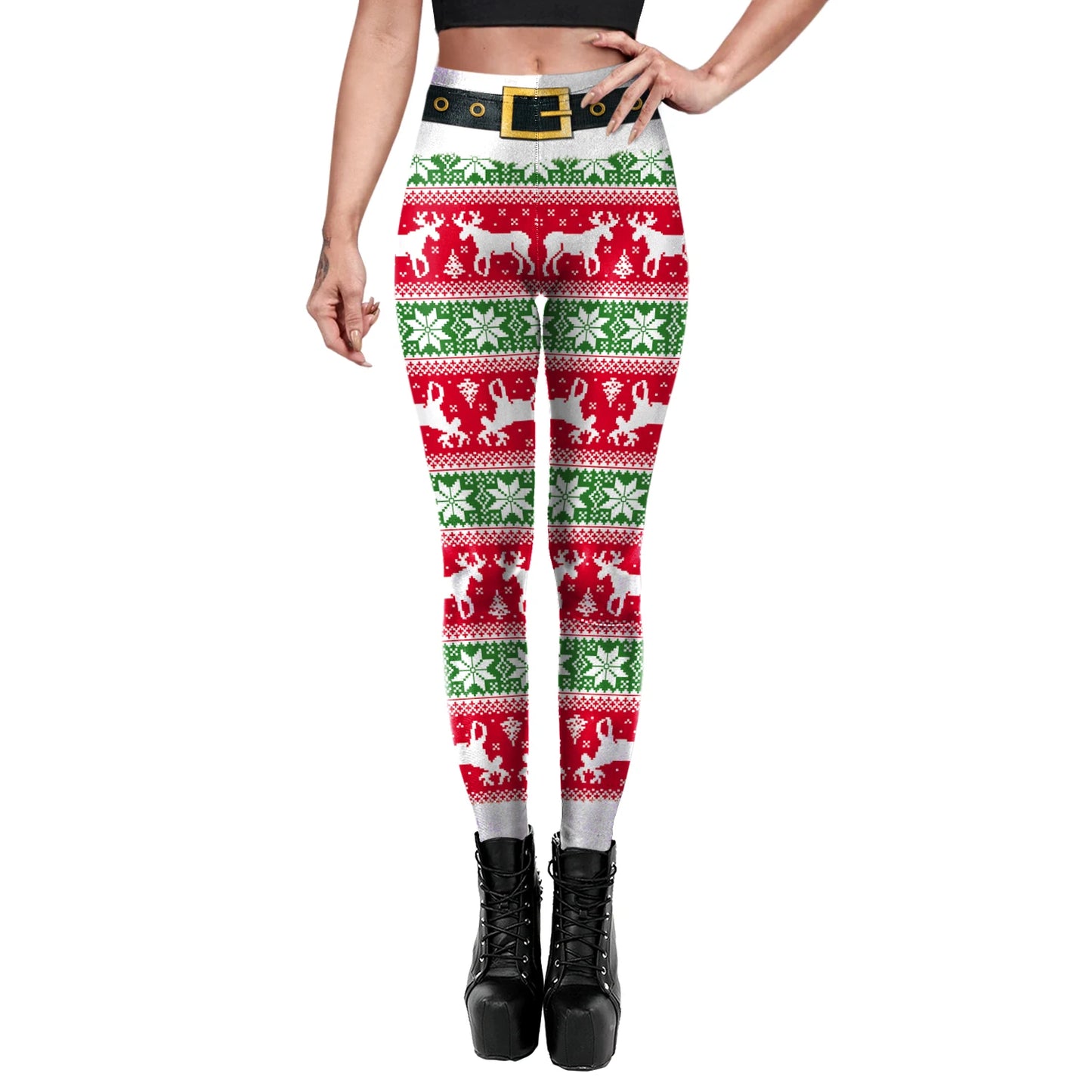 Phantasy Vintage Women Christmas Leggings Autumn Winter Women Xmas Pants Sexy Tights Trousers Festival Party Carnival Leggings - Colouronova