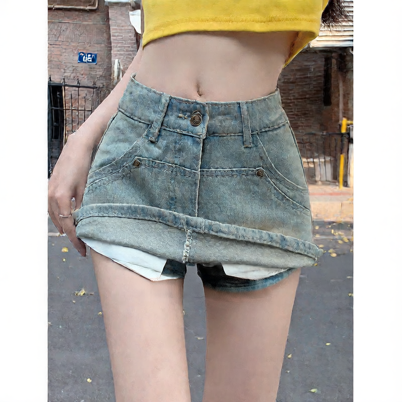 High-waisted denim skirt Colouronova